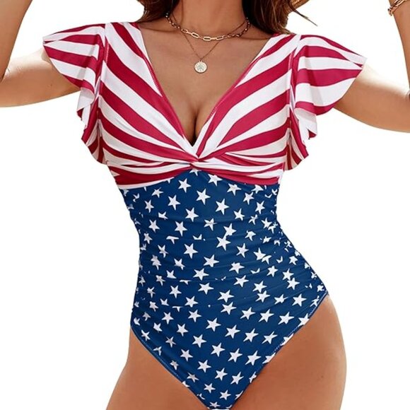 4th of July Bathing Suit!  Size Medium NEW American Flag - Picture 1 of 1